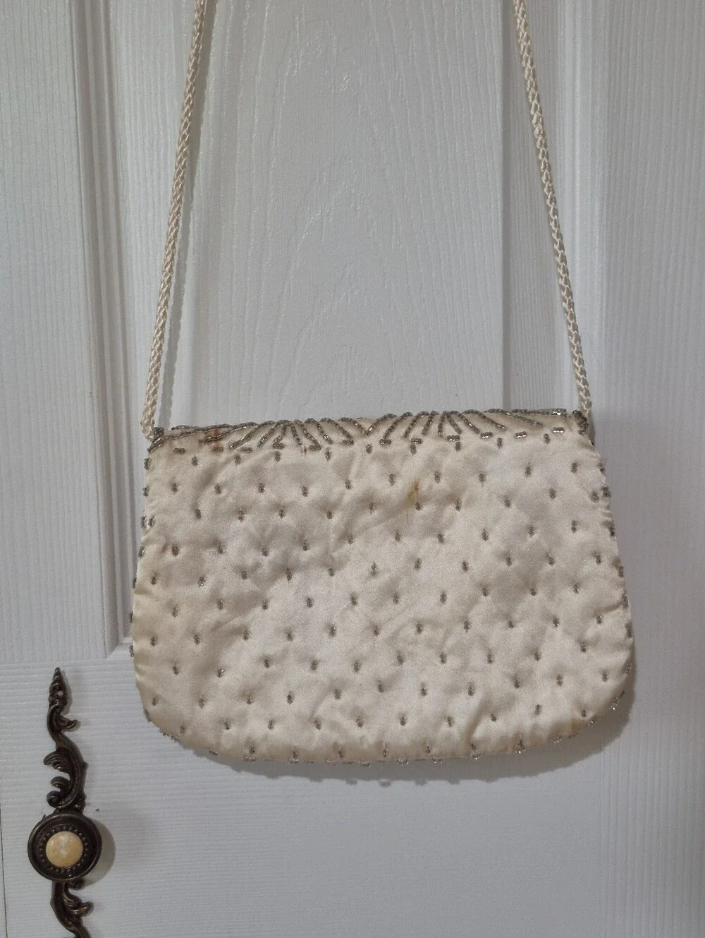 Vintage beaded satin evening bag
